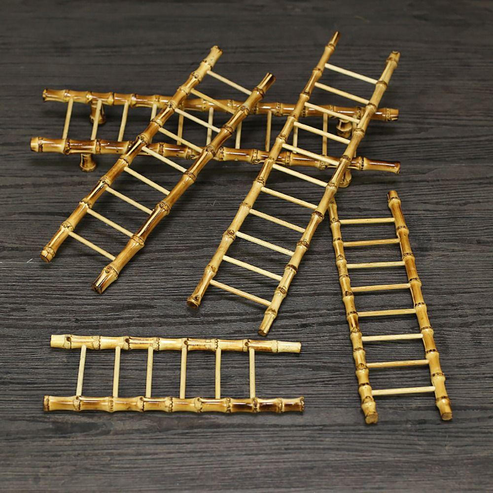 Multi-purpose Bamboo Ladder Cup Holder Yellow Tea Accessories Desktop Ornament