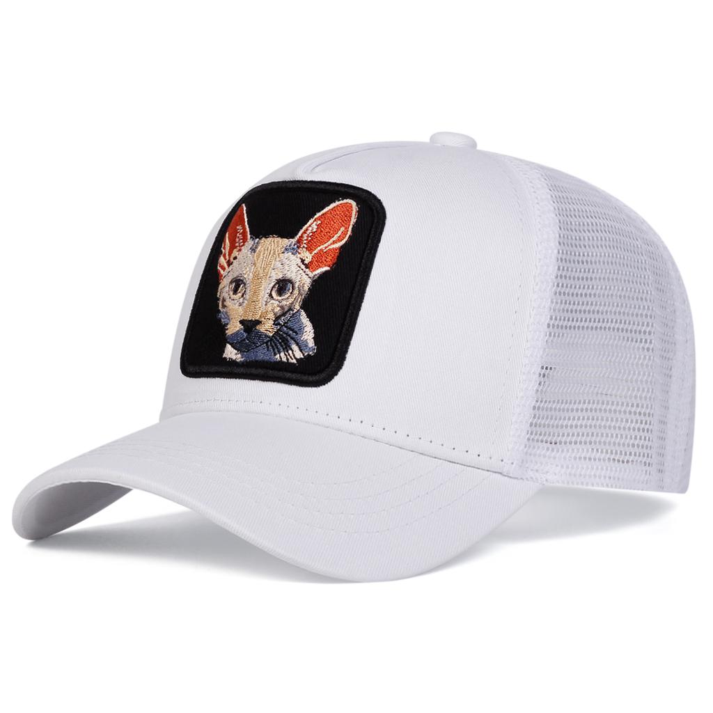 Летняя вышивка кота, регулируемая мужская и женская кепка, парная походная бейсболка, сетчатые кепки в стиле хип-хоп, кепки с животными