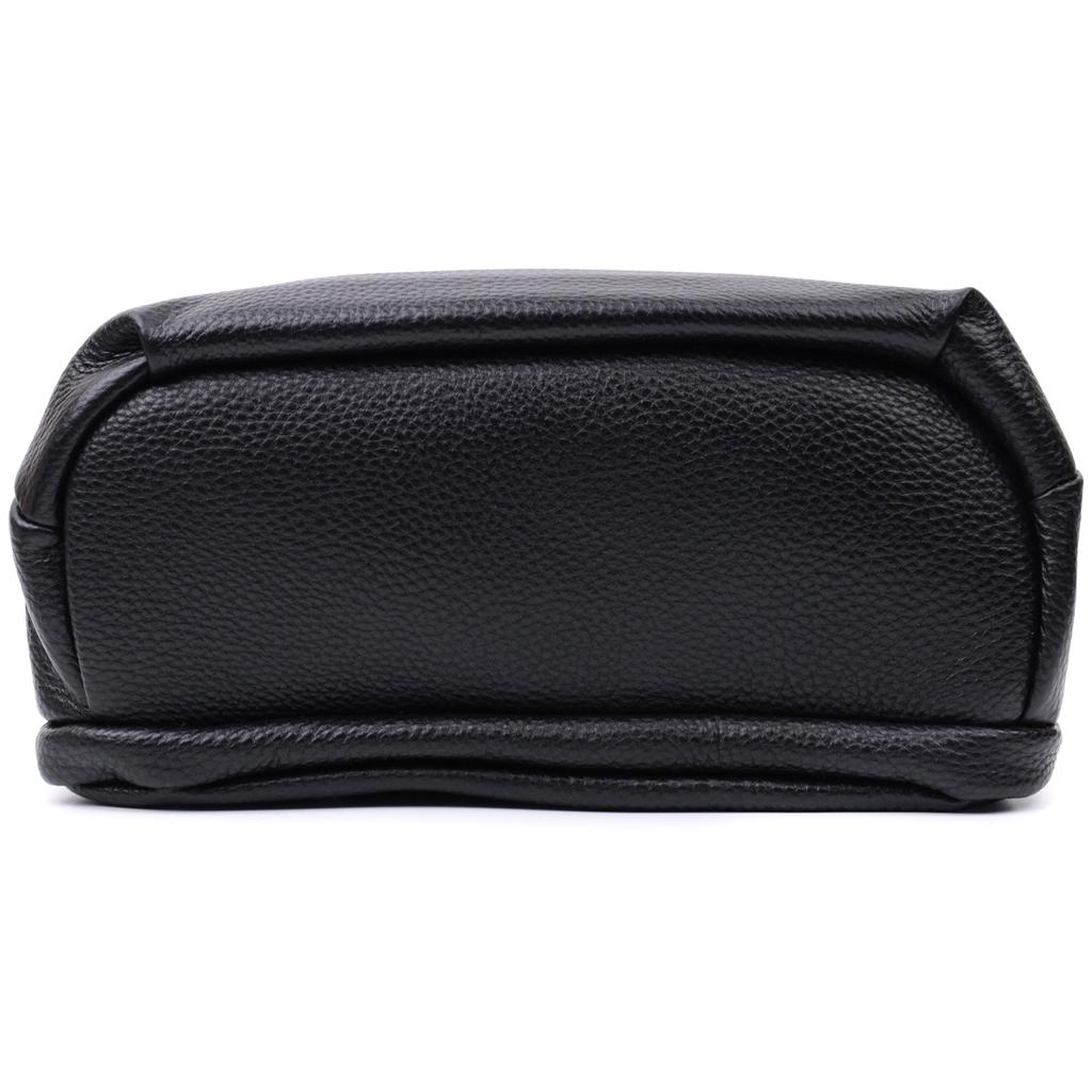 Bag with Two Compartments Made of Genuine Leather Vintage 22592 Black