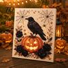 Reusable Seasonal Wall Decoration Halloween Faux Pearl Art Kit, Crow Pumpkin Painting DIY 7.87 x Stress Relief Project for Home Inch Cute