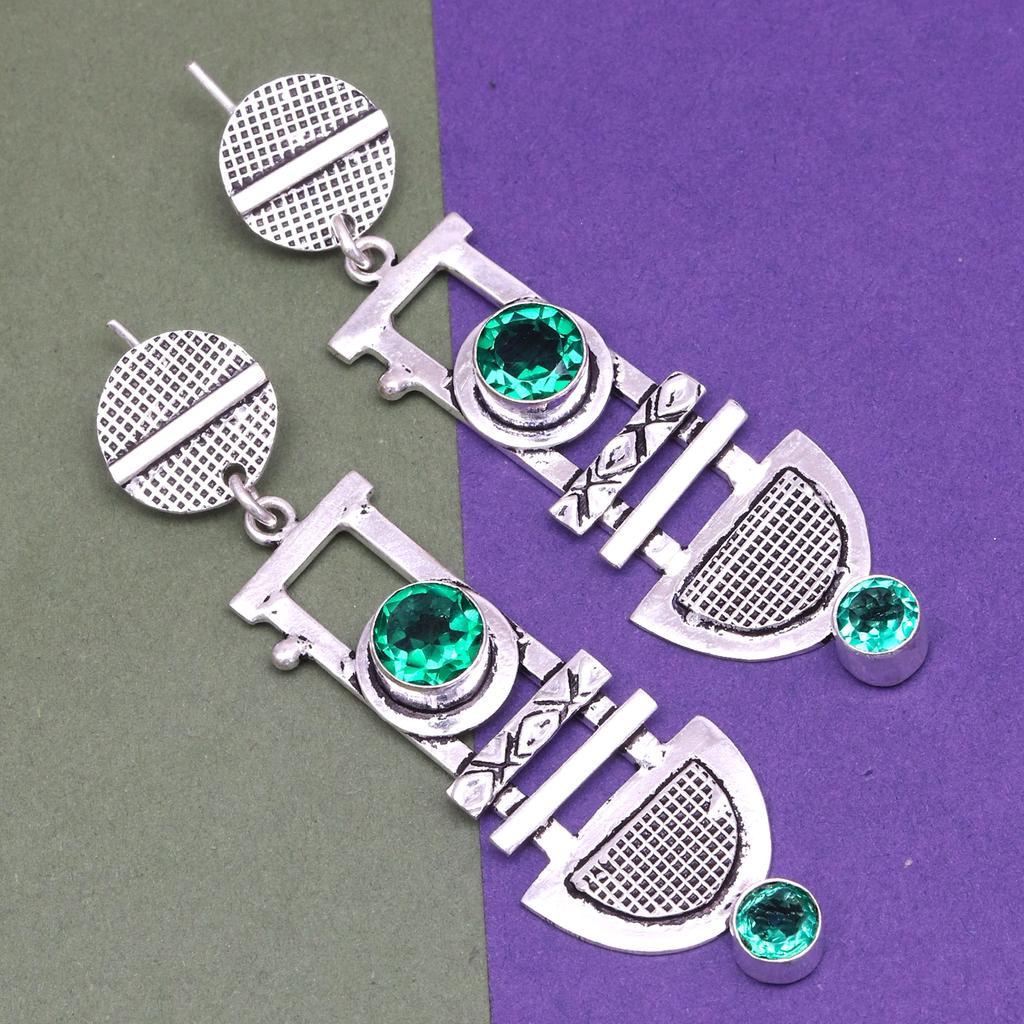 925 Silver Sterling Earring Jewelry Gemstone Handmade Emerald