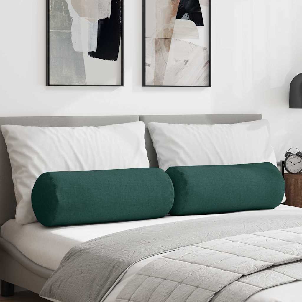 Bolster Cushions (2 pcs) Dark Green Ø 25 x 70 cm Fabric