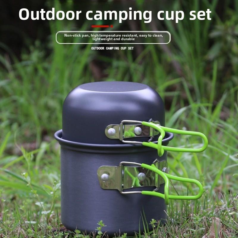 Outdoor Products Set Pot 1-2 People Pot Portable Camping Cookware with Tableware Environmental Protection