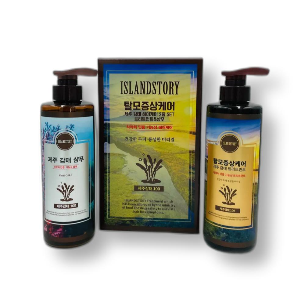 Jeju Gamtae Shampoo Treatment Gift Set Ministry of Food and Drug Safety Functional Hair Loss Symptom Relief Vegetable, 2 Pieces, 500ml