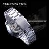Winner New Top Men's Watch Simple Fashion Men's Automatic Mechanical Strap Calendar Silver Stainless Steel Strap PU Strap