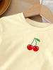 2-Piece Summer Fashion Casual Set for Girls with Yellow Cherry Print | Cute Summer Short-Sleeved T-Shirt + Shorts Set