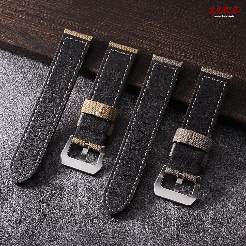 Waterproof Sailcloth Watch Strap Nylon Leather Watch Band 20mm 22mm 24mm for Panerai Vintage Stitching Band Sports Belt for Men