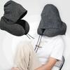 Adjustable Drawstring Hooded Travel Pillow Removable Travel Neck Cushion  Car Trips