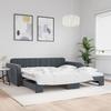 VidaXL Daybed with Pull-out Bed Dark Grey 100x200 Cm Velvet, Sofa Bed, Comfortable Sofa Bed, Pull-out Daybed, 3196937