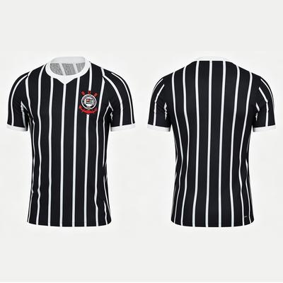 Летняя Новая Футбольная Майка Corinthians в Черно-Белую Полоску Мужская Женская Детская Большого Размера Спортивная Футболка Модная Повседневная Уличная Одежда Топ