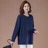 Cotton Sweater Women's Long Spring and Autumn Thin Middle-aged Mother Casual Loose Large Size Long-sleeved Printed Top