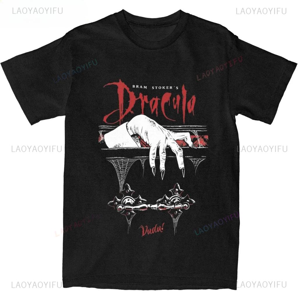 Dracula Vampire Horror Graphic Print T-Shirt Unisex Short Sleeve Casual Streetwear Gothic Tee H