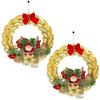 Набор из 2 рождественских венков для украшения входной двери, стола, елки, настенных украшений, гирлянды, рождественский декор, подарки для домашнего офиса