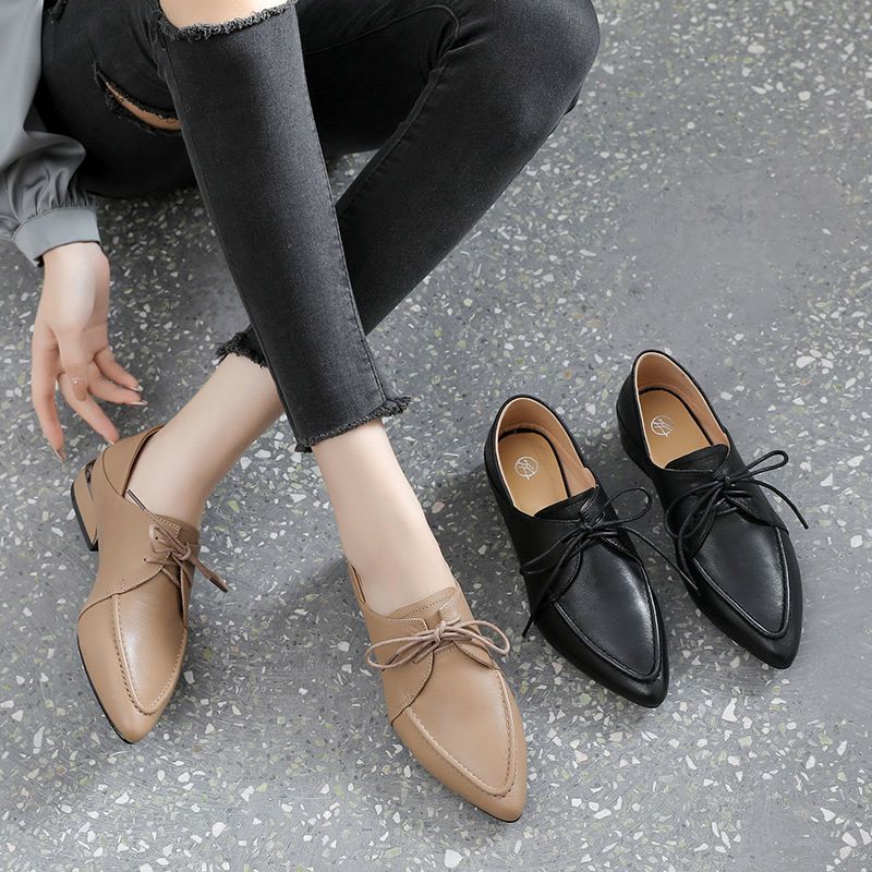 Women's Shoes Luxury Artificial Leather Casual Business Social Pointed Toe Wedge Heeled Moccasins Autumn Shoes For Women 2024