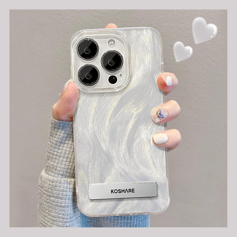 Подходит для Apple 15 Чехол для мобильного телефона Iphone14 Plain Shell Feather Yarn Bracket 13pm Laser 12/11 Large Hole Soft Edge X