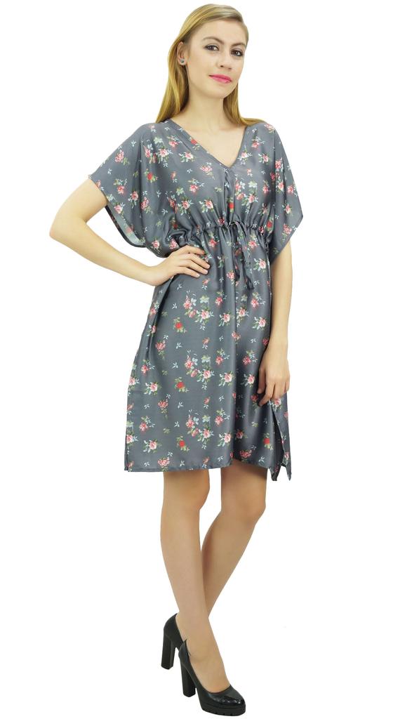 Bimba Женское черное атласное кимоно с цветочным принтом для подружки невесты на шнурке