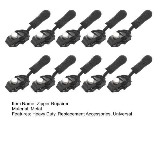 10Pcs Instant Zipper Repair Kit Coats Boots Luggage Bag Universal Zipper Slider Repairer Metal Zipper Pull Head Replacement Accessories