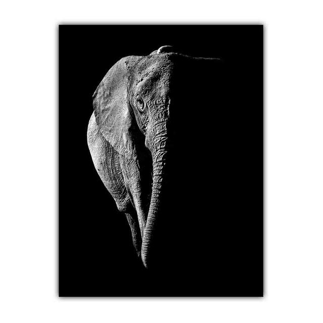 Animal Canvas Painting Elephant Black and White Poster Office Wall Painting Living Room Corridor Home Decoration Mural No Frame