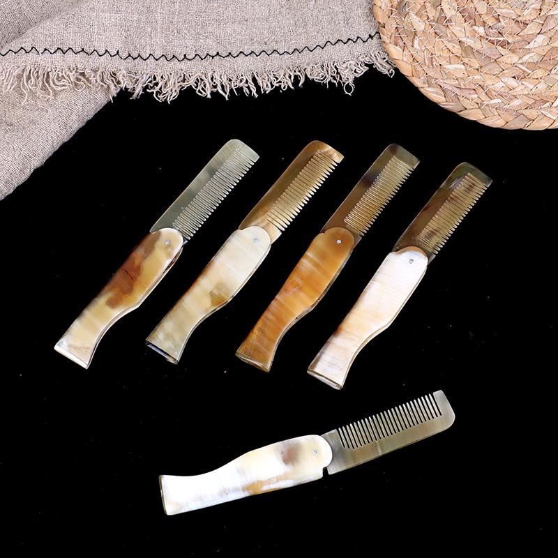 Расческа из рога яка складная карманная клипса для усов и бороды парикмахерские инструменты