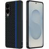 For Samsung Galaxy S25 Edge Case Leather+PC Hard Phone Cover Carbon Fiber Texture