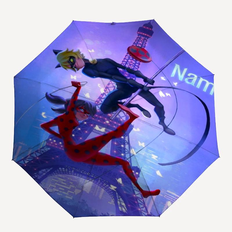 Custom Name Ladybug Theme Automatic Umbrella, Lightweight & Portable, 8 Rib, Perfect for Outdoor Travel, Birthdays, Christmas, Gifts.