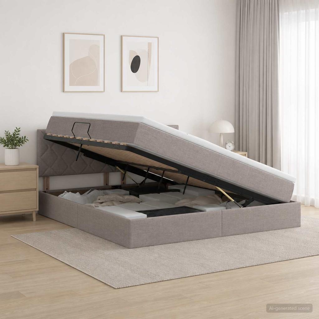 Storage Bed with Mattress Taupe 160 x 200 cm Velvet