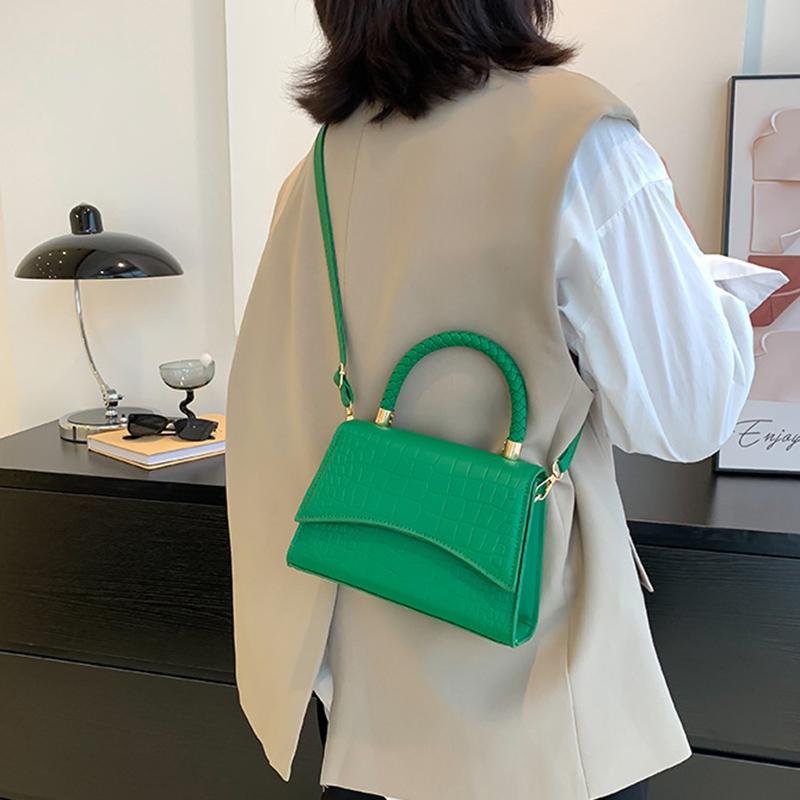 Yogodlns Retro Women Bag Western Style Shoulder Bag Handbag Korean Version Crocodile Pattern Small Square Bag Fashion And Simple Crossbody Bag