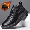 Fashion Autumn Winter Platform High-top Men's Sneakers Designer Soft-soled Leather Warm Cotton Shoes Man Fashion Zapatos Para Hombre
