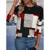 Women's 3D Printed Simple Plaid Print T-shirt Fashion Long Sleeve Round Neck Regular Tops Holiday Weekend Spring and Autumn