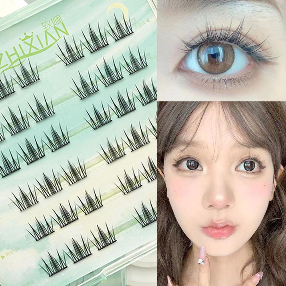 Glue Free Manga Lashes With Jelly Glue Strips 3D False Eyelashes Cat Elf Eyelashes Party Supplies