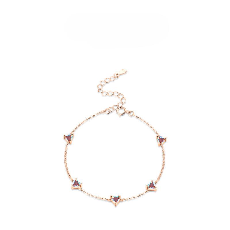 Новый браслет из стерлингового серебра S925 с инкрустацией красочным цирконом в форме сердца для женщин с уникальным дизайном и модным браслетом Instagram