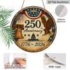 2D Flat, 1pc Round Aluminum Hanging Sign, 250th Anniversary USA 1776-2026 Patriotic Design, Vintage Bald Eagle Liberty Bell Metal Sign, Perfect for
