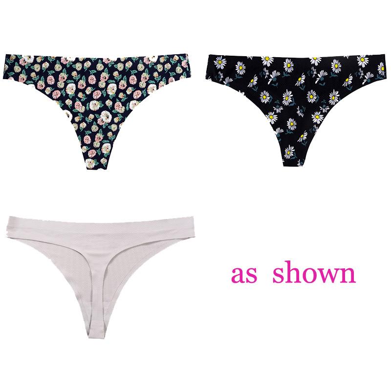 CINOON 3 шт./лот, женское сексуальное нижнее белье с цветами, соблазнительные трусики с низкой талией, стринги, дышащее нижнее белье без следов, стринги, нижнее белье
