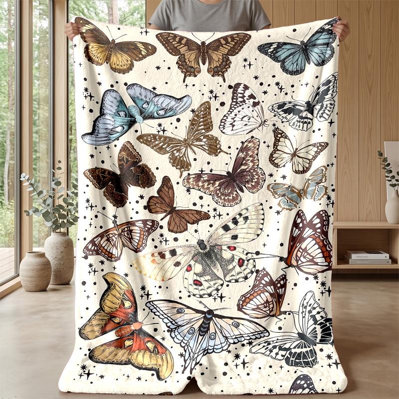 Butterfly Heart in Galaxy blanket Personalized Name Flannel Blanket Soft Cozy Plush Throw for Sofa Bed Lightweight Home Decor