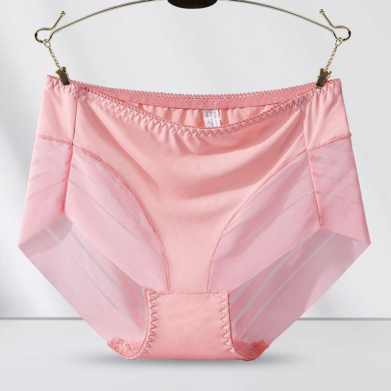 Sexy Mid-Waist Women's Briefs Light Waist Hip-lifting Underwear Striped Mesh Breathable Women's Underwear