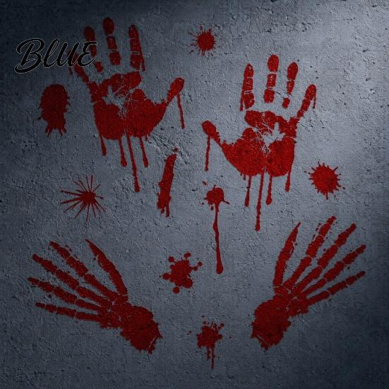 Decorative Window Film Halloween Blood Handprints/Footprints Wall Stickers Removable Decals Spooky Waterproof Scratch-resistant Decal DIY Decoration