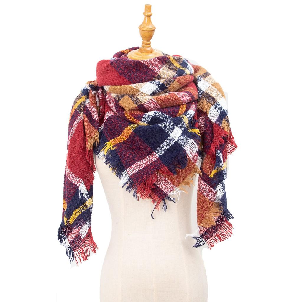 Spring Autumn Winter Shawl Ladies Plaid Triangle Scarf