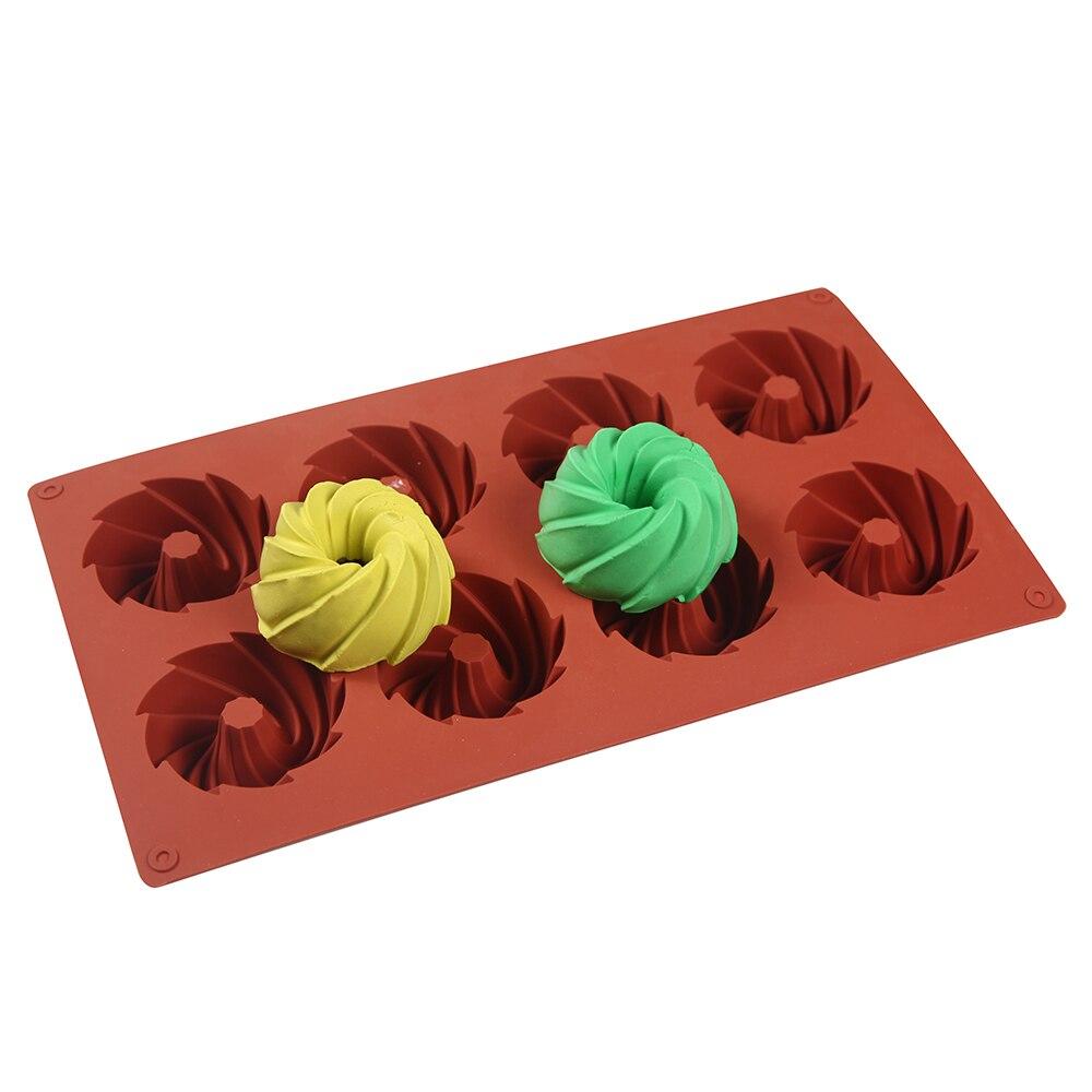 Силиконовые формы для торта с 8 полостями для выпечки, формы для украшения десерта, мусса, 3D DIY, спиральная форма, инструменты для выпечки шоколада