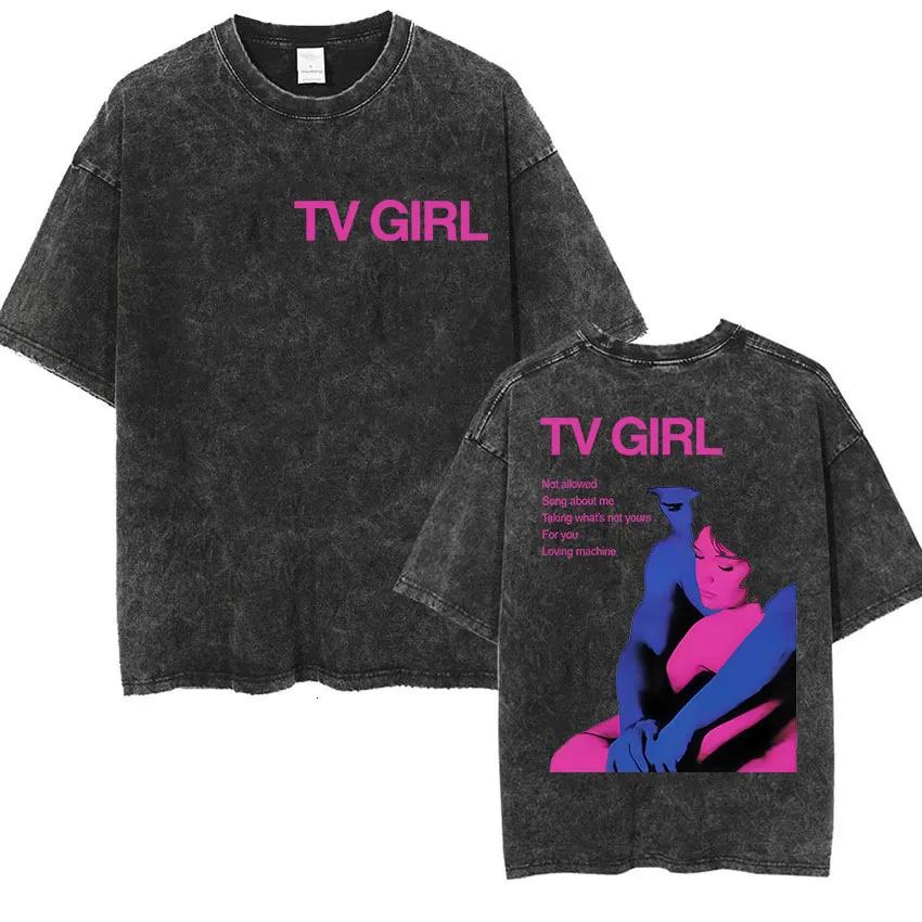 Дизайнерская стираная винтажная футболка TV Girl Мировой тур 2026 Мерч Мужская Женская9