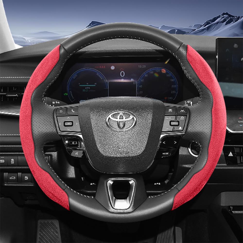 EKER4 Suitable for Toyota Sports Suede Steering Wheel Cover with Split Snap-On Design for Rav4 Hilux Camry Yaris Corolla Cross Kluger Grand 