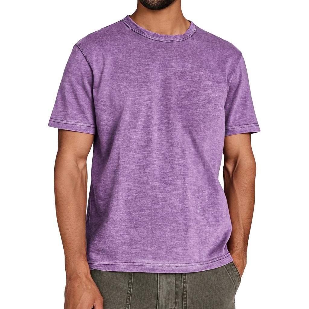 Men's Summer Solid Color Round Neck Loose Short Sleeve Top Men's Casual Fashion Short Sleeve Tops