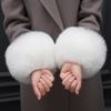 Искусственные меховые рукава, элегантный однотонный меховой чехол на запястье, осенне-зимние ветрозащитные теплые эластичные рукава для женщин