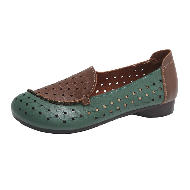 Модные мягкие женские перфорированные дышащие лоферы 2024 весна-лето из мягкой кожи, ортопедические дизайнерские туфли на плоской подошве с низким верхом, zapatillas