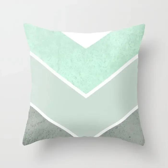 Мятно-зеленый геометрический принт наволочка для подушки для дома, гостиной, дивана, квадратная с полиэстеровой наволочкой