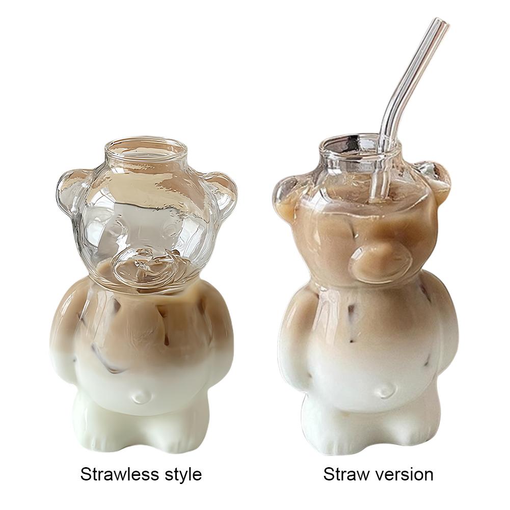 Кружка для кофе в форме мультяшного медведя, прозрачная стеклянная чашка, оригинальный стакан для сока, посуда для напитков, подарок на день рождения для подруг, женщин