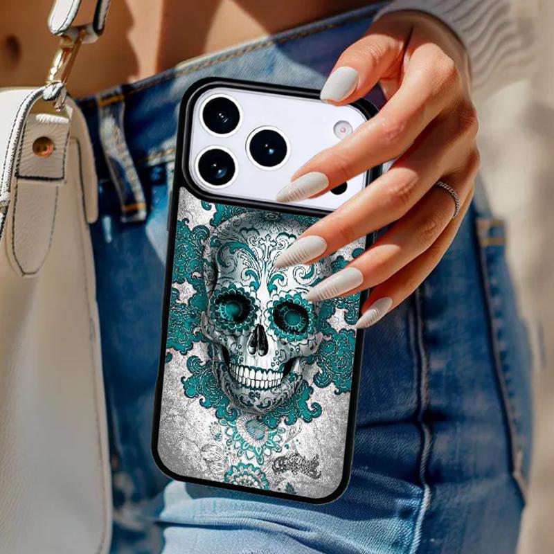 Мексиканский Сахарный Череп Защитный Чехол Для Телефона Для iPhone 17 Air 14 15 13 12 Max Чехол Для Apple 16e 11 Pro Max Plus Coque