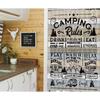 Camper RV Shower Curtain for Travel Trailer Bathroom, Farmhouse Camping Rules Quote Small Narrow Shorter Fabric Shower Curtains Set, Happy Camp
