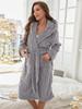 2024 Women's Warm Jacquard Long-Sleeve Robe for Autumn and Winter