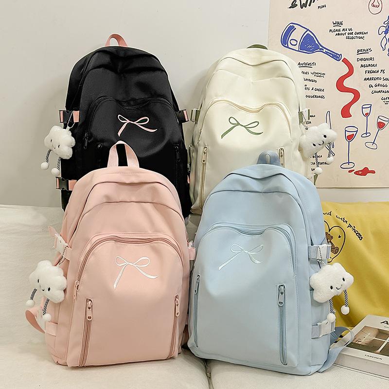 Schoolbag Korean version ins bow cute backpack Japanese small fresh leisure travel backpack simple primary school bag