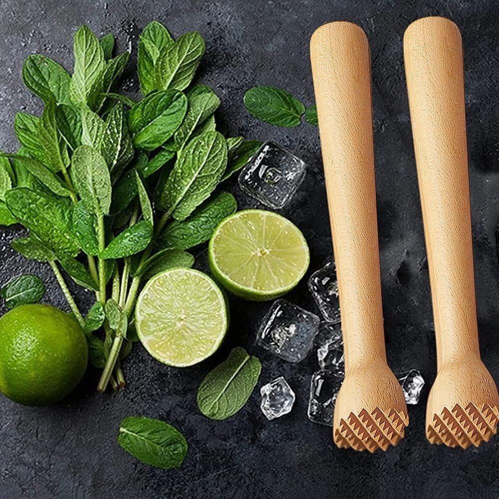 Heavy Duty Beech Wood Muddler Food Safe Ice Crusher Fruit Tea Pounding Stick Bar Accessories